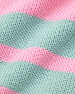Manufacturer Customized Men Quarter Zip Knit Sweater Pink And Mint Green Striped Soft Knit Warm Winter Casual Pullover Custom - Product Image 6