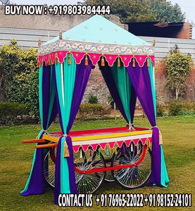 Carrito de Servicio de Alimentos de Madera de Teca, Estilo Indio Desi, Elegante, Profesional, Colorido, para Decoración de Bodas Mehndi, Ligero - Product Image 6