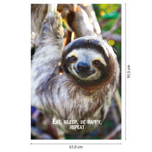 Eat Sleep Be Happy <b>Repeat</b> Modern Sloth Poster for Wall Decor Made of Paper - Product Image 3