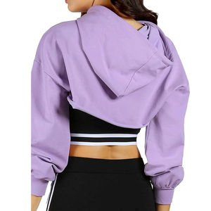 Sweat à capuche court pour femme léger en coton éponge français respirant Sweat à capuche Streetwear personnalisé pour femmes avec service OEM - Product Image 4