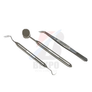 Kit d'examen dentaire 3 pièces : Pince, miroir et sonde à manche creux – Instruments essentiels pour dentistes - Product Image 1