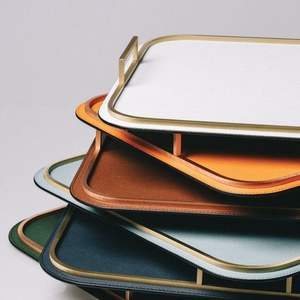 Meilleur Design Plateau Décoratif En Acier Inoxydable Doré Brillant Plateau De Service Élégant Pour L'entrée Ottomon Vanity Display - Product Image 1