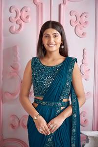 Colección Fancy Wear High on Demand Saree importado de moda con blusa con espejo Fabricante DE TRABAJO DE India - Product Image 4