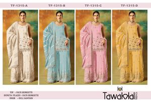 Elegante traje de seda Georgette de zorro pesado con trabajo de puntada de bordado Jari de hilo múltiple y detalles de Latkan perfecto para ropa de fiesta - Product Image 5