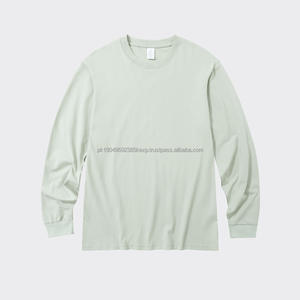 100% algodón impreso 230G camisetas al por mayor camisas Unisex de alta calidad manga larga verano camiseta Casual sólido tela en blanco - Product Image 5