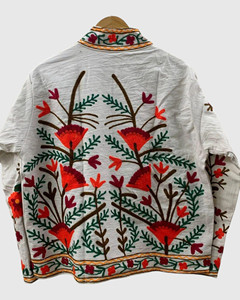 Veste en coton brodée florale à manches longues, taille plus, col mandarin, vêtements de printemps pour femmes - Product Image 2