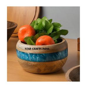 Vaisselle de cuisine d'hôtel de style japonais de la meilleure qualité bol tourné à la main en résine de bois rustique bol de service durable pour les fêtes - Product Image 1