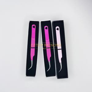 Pestañas GETUP BROSONS IMPEX de Acero Inoxidable con Recubrimiento en Polvo Color Rosa Intenso/Rosa Claro, Diseño de Corazón Recortado, Doradas, Antiestáticas - Product Image 3