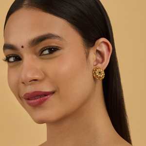 ต่างหูเงินประดับทอง 14K/18K ดีไซน์ดอกไม้สีขาว/เหลือง/โรสสุดอินเทรนด์ รุ่น 179751 - Product Image 3