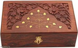 Boîte de rangement à bijoux classique en bois personnalisable avec compartiments durables pour la protection des ornements précieux - Product Image 6