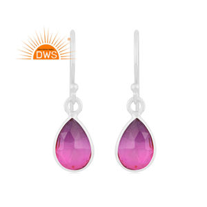 Boucles d'oreilles pendantes en argent sterling fin faites à la main avec doublet de quartz améthyste bio, fabricant de bijoux sur mesure - Product Image 1