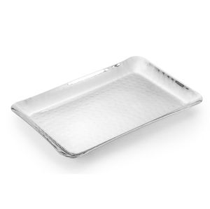 Set Of 2 Polished Silver Aluminium <b>Rounds</b> <b>Tray</b> With Textural Hammered Home And Hotel Ware <b>Tray</b> For Serving Snacks Desserts - Product Image 3
