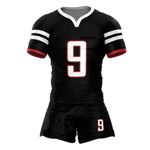 Vente directe d'usine Nouvelle conception Slim Fit Logo personnalisé Ensembles de maillots de rugby Meilleure qualité 100% polyester Séchage rapide Respirant - Product Image 1