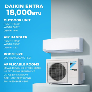 Daikin en Stock, Listo para Enviar ®   Sistema de Bomba de Calor Mini Split Entra de 18000 BTU, SEER2, R32, 230V, Inverter, Montaje en Pared, Zona Única - Product Image 2