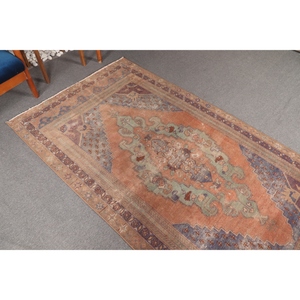 Alfombra Turca de 4.2x8 pies, Alfombra Vintage Decorativa, Alfombra Geométrica Bronce - Product Image 2