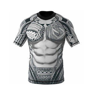 Sublimation Printing MMA Rash Guard for Men Half Sleeve <b>Compression</b> <b>Shirt</b> with <b>Customized</b> Logo and All Over Printed <b>Design</b> - Product Image 1
