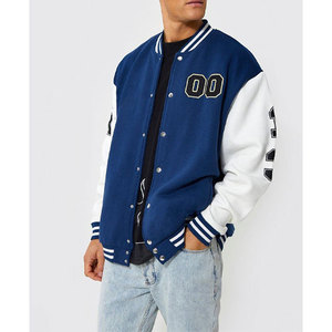 Chaqueta Universitaria Premium para Hombre, Chaqueta Bomber de Béisbol con Letras de Color Sólido, Chaqueta de Invierno Cálida Estilo Universitario - Product Image 1