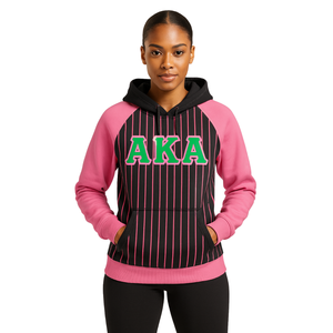 Alias nero Body rosa Raglan Pullover felpa con cappuccio in misto cotone greco confraternita abbigliamento personalizzato Divine Nine HBCU Greek Life - Product Image 1