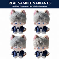 Peluche personnalisée en forme d'oreilles de chat gris de 10 cm, jouet en peluche doux et mignon, OEM ODM, vente en gros, cadeau