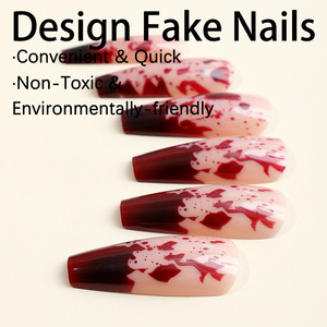 ABS Finger Wearable Nails Puntas largas Adhesivo extraíble Personalizable Estilo francés European American Nail Art Factory al por mayor - Product Image 2