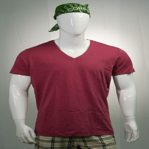 Camiseta Casual Extra Grande para Hombre, con Cuello en V, Color Rojo, 100% Algodón Orgánico Ecológico, Antiarrugas, con Logotipo Personalizado - Product Image 1