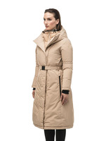 Parka à capuche ceinturé pour femmes avec logo personnalisé de haute qualité, veste bouffante et doudoune d'hiver matelassée en duvet à bulles pour femmes