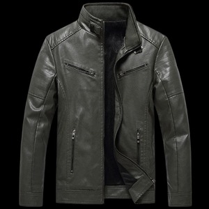 Veste en cuir pour hommes printemps-automne en peluche nouvelle veste de loisir à la mode manteau de moto pour hommes veste pour hommes - Product Image 2
