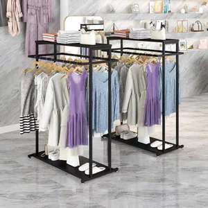 Expositor de ropa comercial de alta resistencia, totalmente metálico, con doble colgador, tipo isla, para tiendas minoristas y boutiques. - Product Image 2