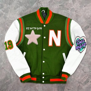 แจ็กเก็ตบอมเบอร์เบสบอลผ้ากำมะหยี่สำหรับผู้ชายปกตั้งอักษรตัวแทนมหาวิทยาลัยสำหรับฤดูใบไม้ผลิ - Product Image 1