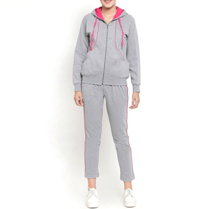 Jogger Sets Mujer Casual Splice Colors Zip Up 100% Algodón 320 GSM Regular Manga larga Ropa de entrenamiento Chándales deportivos OEM - Product Image 1