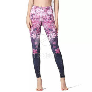 Nouveau design de legging de yoga pour femmes couleur personnalisée taille élastique motif solide respirant léger pantalon en spandex/polyester - Product Image 1