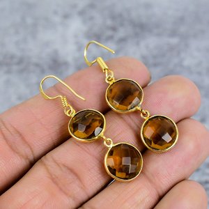 Pendientes colgantes de diamantes citrinos dorados de estilo bohemio de Plata de Ley 925, chapado en oro, regalo perfecto para mujer - Product Image 4