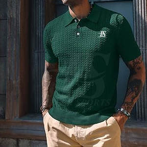 Nueva llegada de los hombres de secado rápido de punto para Polos único diseño de patrón sólido precio al por mayor - Product Image 3