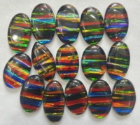 Opale noire de qualité supérieure AAA+ - Cabochon poli à la main - Double opale pour la fabrication de bijoux - Pierre précieuse noire Aural en vrac