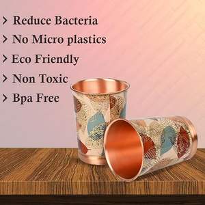 Verre en cuivre imprimé à finition brillante, œuvre d'art contemporaine audacieuse, cadeaux festifs, ensembles de mariage, salle à manger à domicile, écologique, grand format - Product Image 4