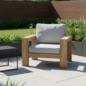 Ensemble de canapés en teck haut de gamme moderne avec tissu imperméable résistant aux UV, couleur bois naturel, pour usage extérieur à la maison, à l'hôtel et au jardin - Product Image 6