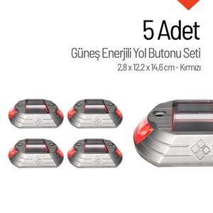 ชุดหมุดติดถนนพลังงานแสงอาทิตย์สีแดง 5 ชิ้น พร้อมปุ่มกระพริบและแผ่นสะท้อนแสง (พลาสติกกันน้ำระดับ IP68) - Product Image 6