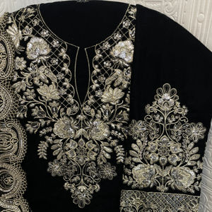 ชุดผ้ากำมะหยี่หรูหราสำหรับฤดูหนาวมีการปักที่สวยงามพื้นด้านล่างไม่เย็บและดูเพ็ททาแฟนซี - Product Image 1