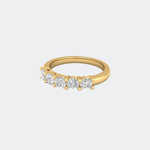 แหวนเพชรทรงกลม 1.00 กะรัต 5 เม็ด ตัวเรือนทอง 14k เพชรเลี้ยงในห้องปฏิบัติการ สี D ความสะอาด VVS ฝังแบบหนามเตย สำหรับงานแต่งงาน ของขวัญวันครบรอบสำหรับผู้หญิง - Product Image 4