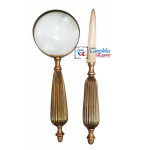 Handmade Brass <b>Magnifying</b> <b>Glass</b> & Letter Opener Desk Set Vintage Home Office Desk Nautical Gift <b>Magnifying</b> <b>Glass</b> - Product Image 1