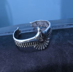 925 argent Sterling aigle oiseau plume conception manchette bracelet Unique déclaration Fine bracelet bijoux pour cadeau d'anniversaire - Product Image 4