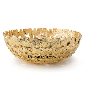 Handcrafts Golden Leaf Dish Bowl <b>Interior</b> Decoration <b>Accessories</b> Fruits Snacks Bowl Home Decor Crafts Serving Bowls For Parties - Product Image 6