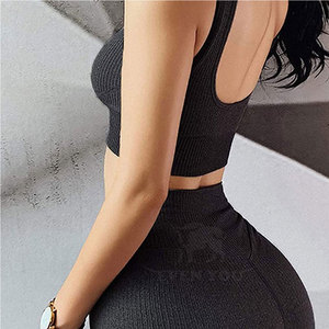 Ensemble de yoga sans couture de haute qualité pour femmes, 2 pièces, vêtements de sport pour la gym - Product Image 6