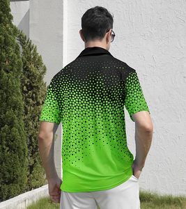 Polo de golf pour hommes, coupe sèche, évacuation de l'humidité, manches courtes 100% polyester tricoté, imprimé performant - Product Image 4