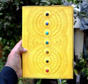 Unique Wicca Grimoire Art Journal Seven Stone Design Dream Leather con hilo de bloqueo Sillín Costura Encuadernación en espiral - Product Image 5