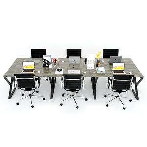 โต๊ะทำงานแบบโมเดิร์นมินิมอล 6 ชิ้น ขนาด 360x120 ซม. ขาเหล็ก ต้องประกอบเอง ใช้ได้ทั้งในออฟฟิศและห้องนอน - Product Image 3