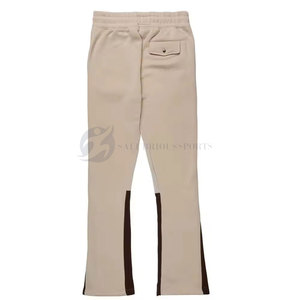 Vêtements d'extérieur confortables pour hommes, pantalons de jogging évasés en toile, poids lourd, taille élastique, hip-hop, design personnalisé, qualité supérieure, devant - Product Image 2