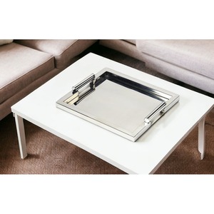Plateau de service en acier inoxydable de haute qualité à finition miroir Poignées carrées pour hôtel de luxe Buffet Vaisselle Facile à nettoyer - Product Image 5