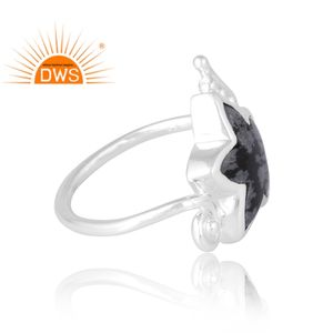 Meilleure vente 925 argent Sterling naturel flocon de neige obsidienne bague en pierres précieuses bijoux personnalisés pour les femmes cadeau pour elle - Product Image 4