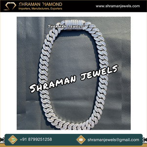 DEF Color VVS 925 Sterling <b>Silver</b> 18 MM Iced Baguette Moissanite Diamond <b>Cuban</b> <b>Link</b> <b>Chain</b> Premium Quality Modern Design Necklace - Product Image 2